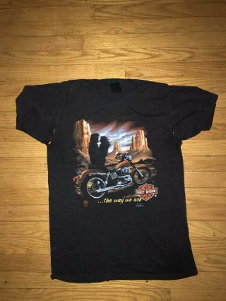Rare Vintage Harley Davidson 1987 3d Emblem The Way We Are T Shirt Thin Medium