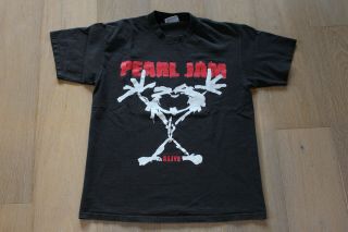 Vintage 90s Pearl Jam Alive Stickman T - Shirt Black Size Large Vtg Nirvana Hole