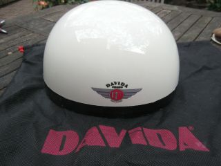 Davida Classic Helmet,  Pudding Bowl Vintage Racing,  Cream,  Brown Leather,