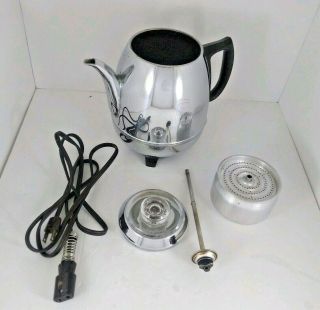 Vintage GE General Electric 8 Cup Chrome Automatic Percolator 13P30 Great 4