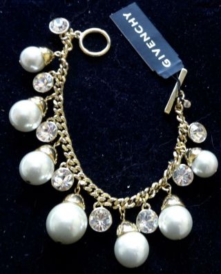 Givenchy Vintage Bracelet Haute Couture Pearl & Ice Rhinestone Drops