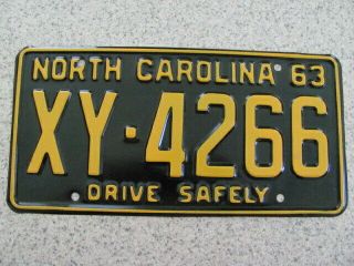 1963 North Carolina Nc License Plate Tag,  Vintage,  Xy - 4266,  Un - Issued,