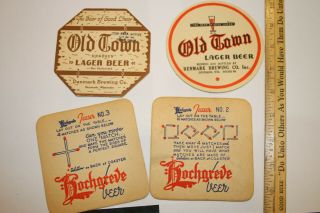 Vintage Beer Coasters Hochgreve Beer & Old Town Lager Beer Denmark Brewing Jsh