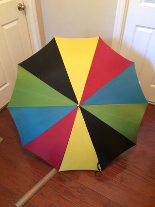 Vtg Finkel Large Full Size Personal Umbrella Parasol Unique Handle