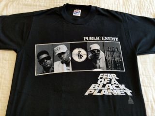 Vintage Rap T - Shirt - Public Enemy - Fear Of A Black Planet Def Jam M Black Ex