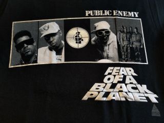 Vintage Rap T - Shirt - PUBLIC ENEMY - Fear Of A Black Planet DEF JAM M Black EX 2