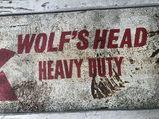 Vintage Sign Wolfs Head Heavy Duty Motor Oil 28 