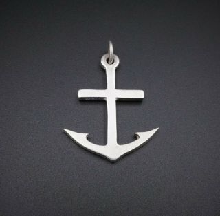 Rare James Avery Sterling Silver Mariner Cross Anchor Pendant 1.  5 