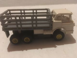 Vintage Aurora White And Gray Stake Body Truck,  Ho Scale Slot Car.