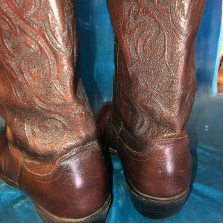VINTAGE LUCCHESE 1883 N1007J4 LIZZARD GOAT SKIN COWBOY BOOTS SIZE 14D BROWN 4