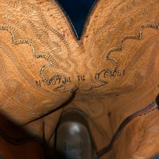 VINTAGE LUCCHESE 1883 N1007J4 LIZZARD GOAT SKIN COWBOY BOOTS SIZE 14D BROWN 8
