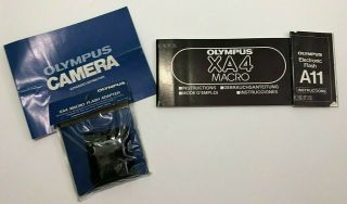 Very Rare Olympus XA4 35mm Rangefinder Film Camera,  A11 Flash,  Accessories & Box 12