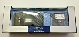 Very Rare Olympus Xa4 35mm Rangefinder Film Camera,  A11 Flash,  Accessories & Box