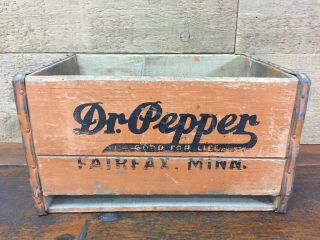 Vintage 1950’s Dr.  Pepper Good For Life Wooden Soda Pop Bottle Crate Fairfax,  Mn