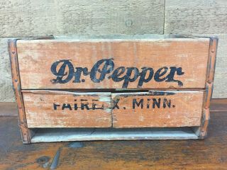 Vintage 1950’s Dr.  Pepper Good For Life Wooden Soda Pop Bottle Crate Fairfax,  MN 3