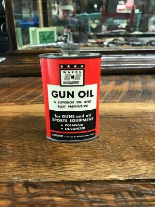 Vintage Wards Hawthorne Lead Top Handy Gun Reel Oiler Oil Tin Can - - Empty