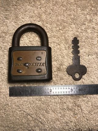 Vintage Winchester Padlock With Key Marked 9 And Made In Usa