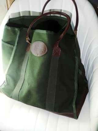 Orvis Bootlegger Leather And Canvas Tote Bag Olive Green Euc Gokey