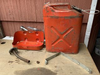 Vintage Blitz Usmc Red 5 Gal Jeep Gas Can Dot - 5l 20 - 5 - 84 Us G Willys Jerry,