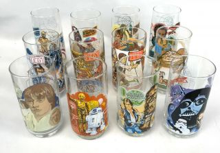Vintage Star Wars Burger King Glasses - Complete Set Of 12 - 1977 - 1980 - 1983