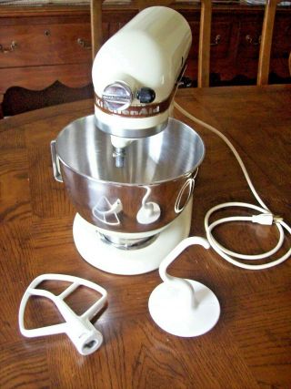 Vintage K45 HOBART KitchenAid 10 - Speed Stand Mixer w/ Bowl & 2 Attachments EX 3