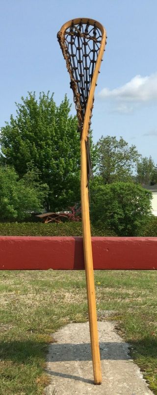 Vintage Wooden Lacrosse Lax Stick 46 " Long Great