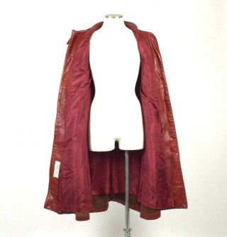 Vintage 1970s Red Clay Leather Trench Coat Duster Jacket Retro Womens Petite XS 4