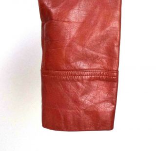 Vintage 1970s Red Clay Leather Trench Coat Duster Jacket Retro Womens Petite XS 7