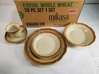 Old Stock Vintage Mikasa E8000 Whole Wheat Dinnerware Set 20 Piece 2 Avail.
