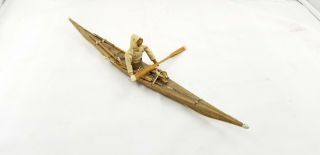Vintage Rare North West Native Eskimo Umiak Inuit Canoe Kayak Detailed Miniature