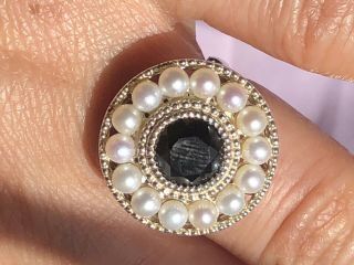 Rare Tiffany And Co Split Pearl Onyx Statement Silver Ring - Uk Size J