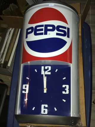 Vintage Pepsi Can Wall Clock Factory With Box & Papers Nos Rare