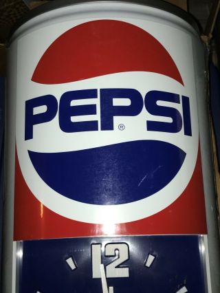 VINTAGE PEPSI CAN WALL CLOCK FACTORY WITH BOX & PAPERS NOS RARE 2