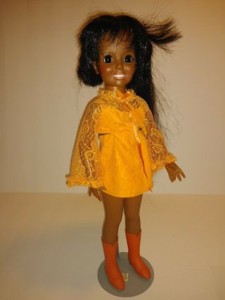 Vintage African American Crissy Doll 1968 1969 Black Hair Brown Sleep Eyes 18 "