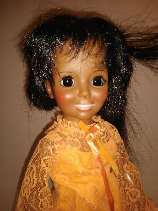 Vintage African American Crissy Doll 1968 1969 Black Hair Brown Sleep Eyes 18 