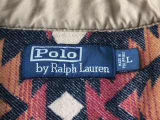 Vtg Polo Ralph Lauren Aztec Heavy Thick Cotton Flannel Shirt Mens L Indian 5