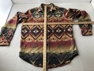 Vtg Polo Ralph Lauren Aztec Heavy Thick Cotton Flannel Shirt Mens L Indian 8