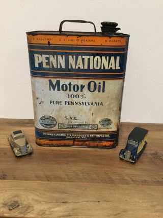Vintage Penn National Motor Oil Can Gasoline Antique Sign