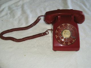 Vintage Western Electric Red Rotary Dial Desk Phone Telephone 500dm
