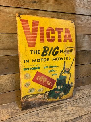 Victa Push Mower Sign Motor Vintage Snapper Lawson Reo Advertising Lawn Garden