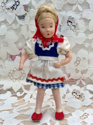 Vintage 1940/50 Erna Meyer Ermey Stockinet Dollhouse Doll Girl Early Cloth Shoes 3
