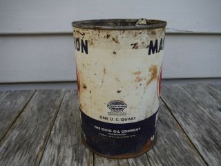 VINTAGE 1 QUART MARATHON PENN MOTOR OIL CAN METAL RARE HARD TO FIND 4