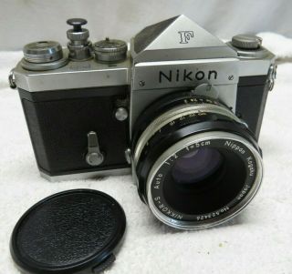 Nikon F 35mm Film Slr Camera W/ Rare F Series Nikkor - S 1:2 F=5cm Lens
