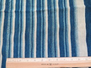 Vintage African Indigo Hand Woven Cotton Stripe Fabric 42 " L X 46 " W