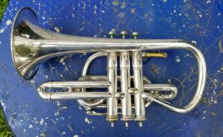 Lyon And Healy " Own Make " Vintage Silver Cornet,  Serial 7487