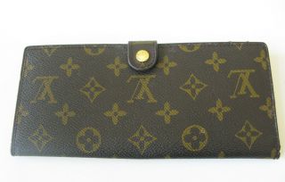 Authentic Vintage Louis Vuitton Long Bi Fold Wallet Brown Lv Monogram