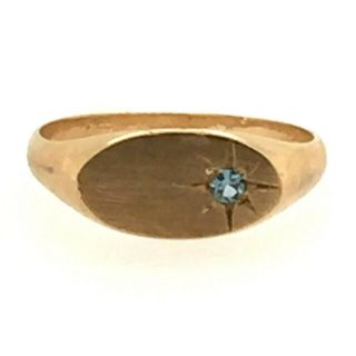 10k Yellow Gold Blue Gemstone Starburst Design Ring 1.  78 Grams Size 6 Nos 417