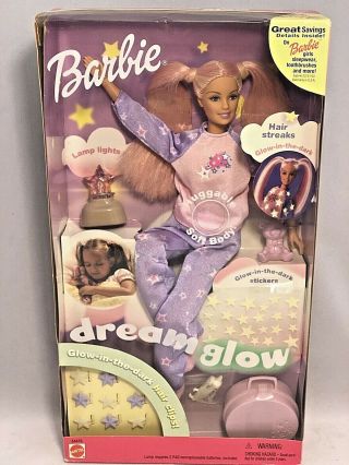 Mattel 2001 Dream Glow Barbie Doll Huggable Soft Body Glow In The Dark 54476