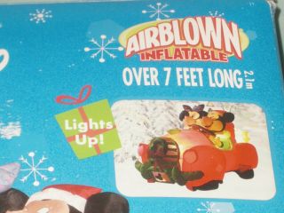 RARE GEMMY 7 ' Disney Mickey Minnie Car Lighted Christmas Airblown Inflatable - 2