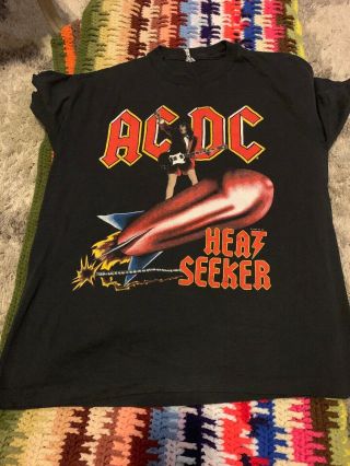Vintage 1988 Ac/dc Heat Seeker World Tour Shirt Xl Large Angus Young